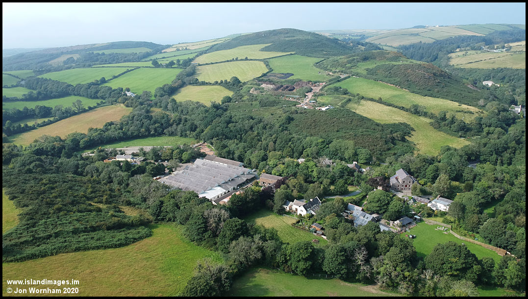 Aerial view of Tynwald Mills, Isle of Man 12/8/20